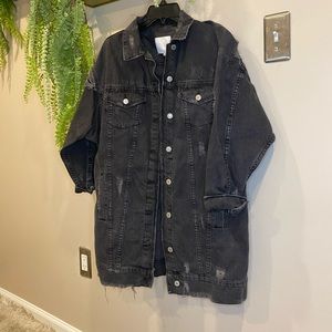 Zara Black Denim Jean Jacket Size Medium